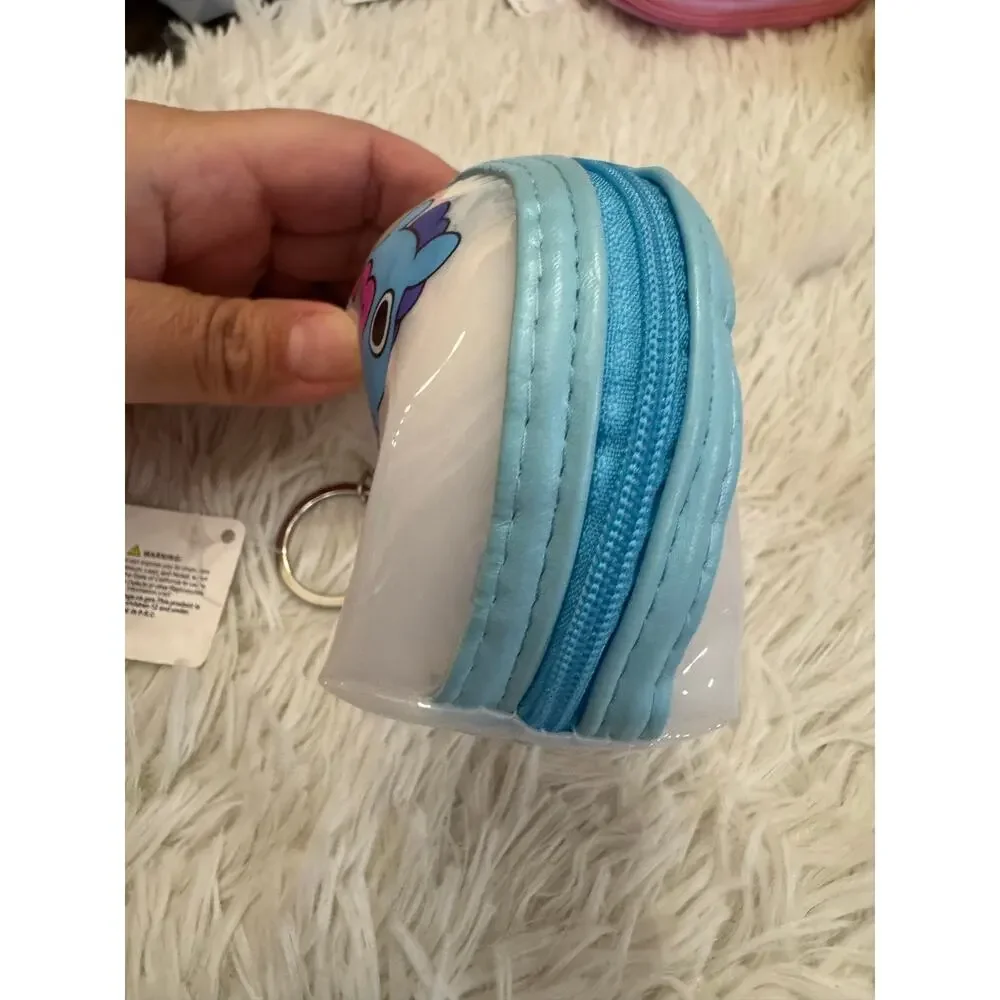 BTS Mang J-Hope coin purse blue pouch keychain Blue a heart-shaped face